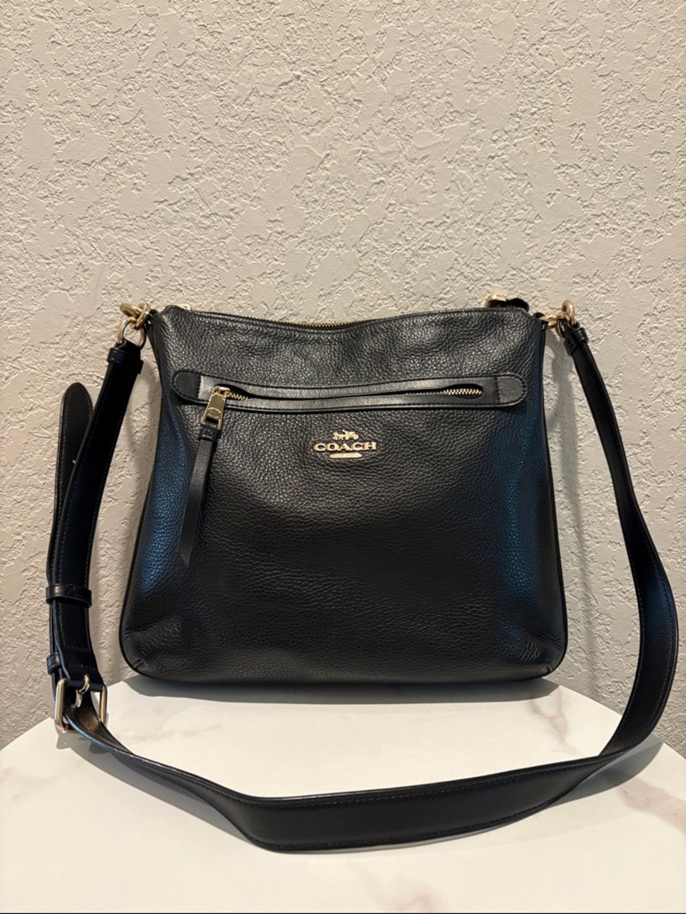 Coach Black Pebbled Leather Shoulder Crossbody